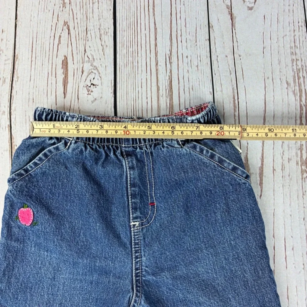 OshKosh Bgosh Kids Blue Denim Jeans Pink Floral Cat Embroidery Size 5 2T 3T